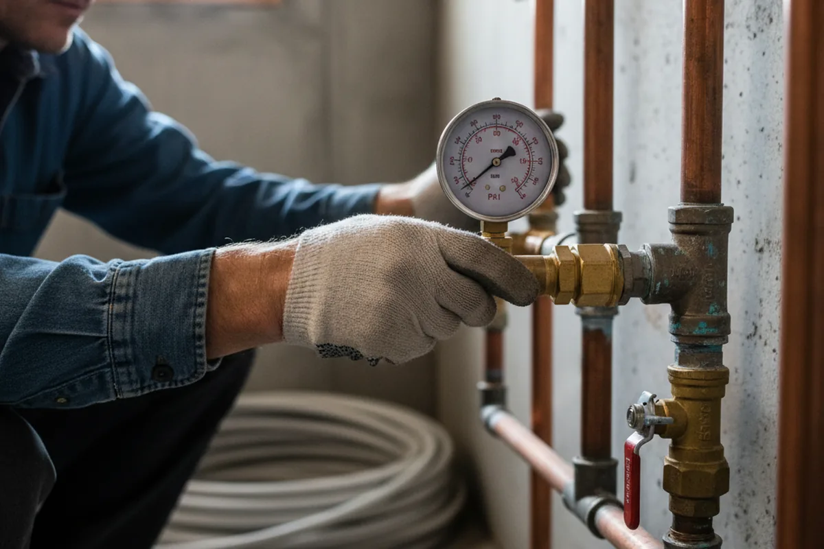 Pressure testing a repaired line during Water Line Repair in Gloucester City